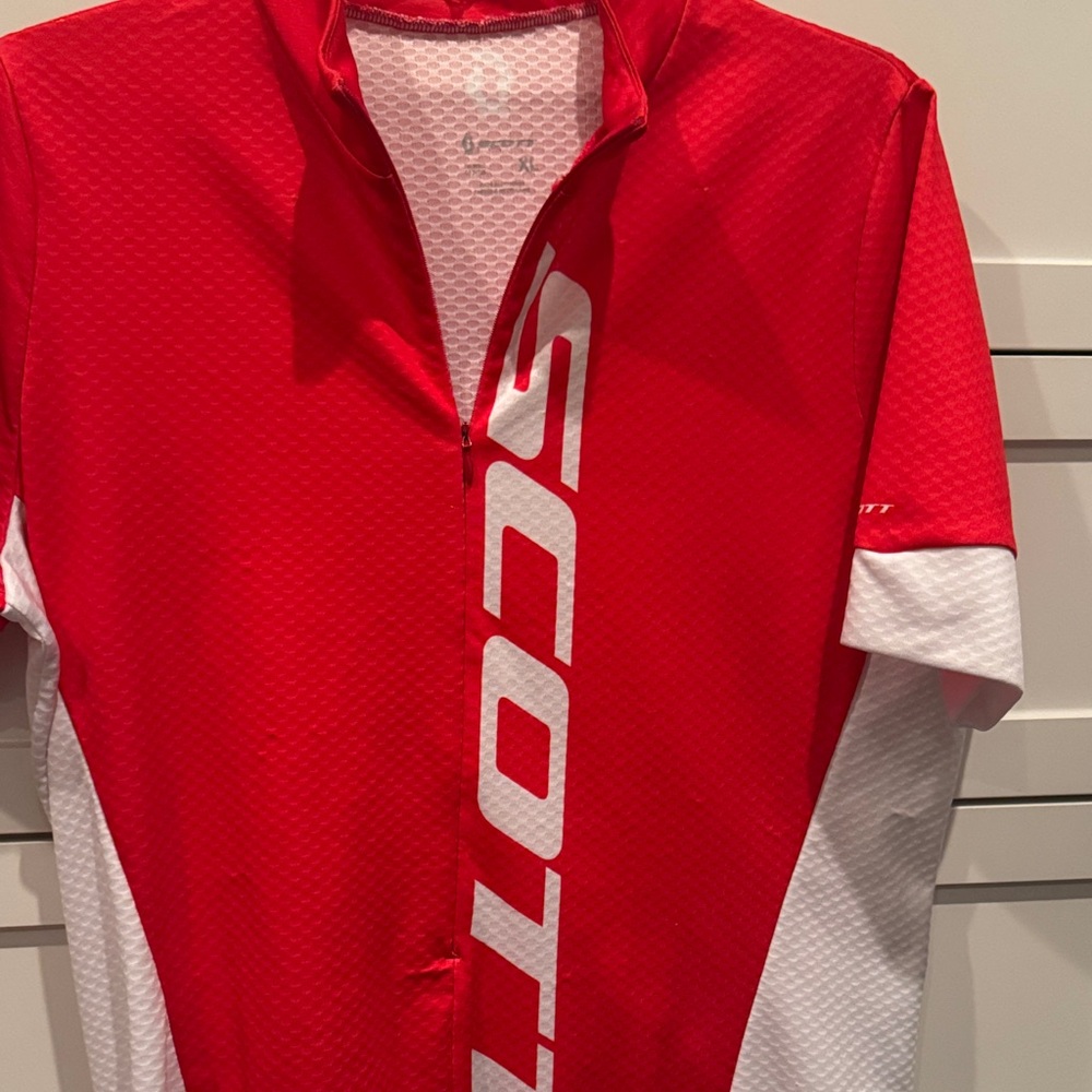 Scott Men's Short Sleeve Red and White Cycling Jersey